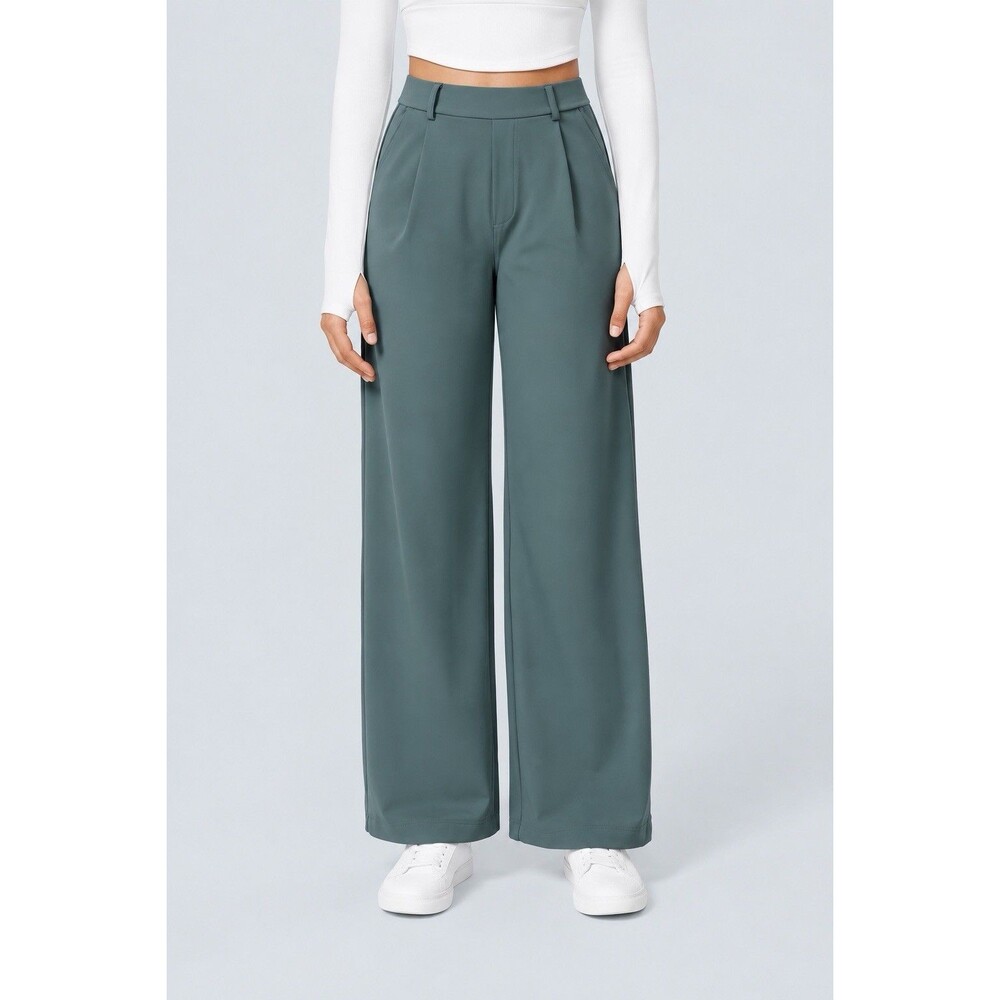 NWT Halara Flex DayStretch High Waisted Straight Leg Work Pants Silent Storm M